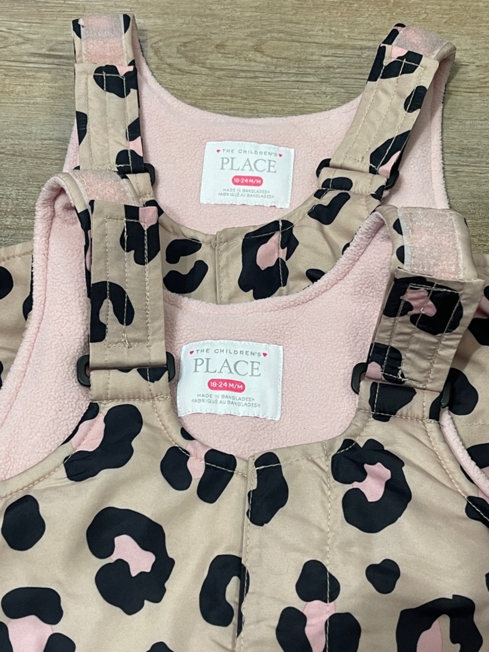 The Children's Place Pink and Black Leopard-Print Snow Bibs - twin set - Picture 2 of 5